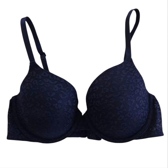 PINK Victoria's Secret Other - PINK Victoria's Secret Wear Everywhere Tshirt Lightly Lined Dark Blue Lace Bra